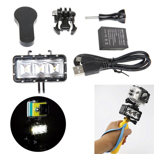 Gopro Underwater Waterproof LED Flash Diving Shooting Fill Light Lamp Mounts For SJCAM SJ4000 Gopro Camera Xiaoyi Sports Camera- (28)